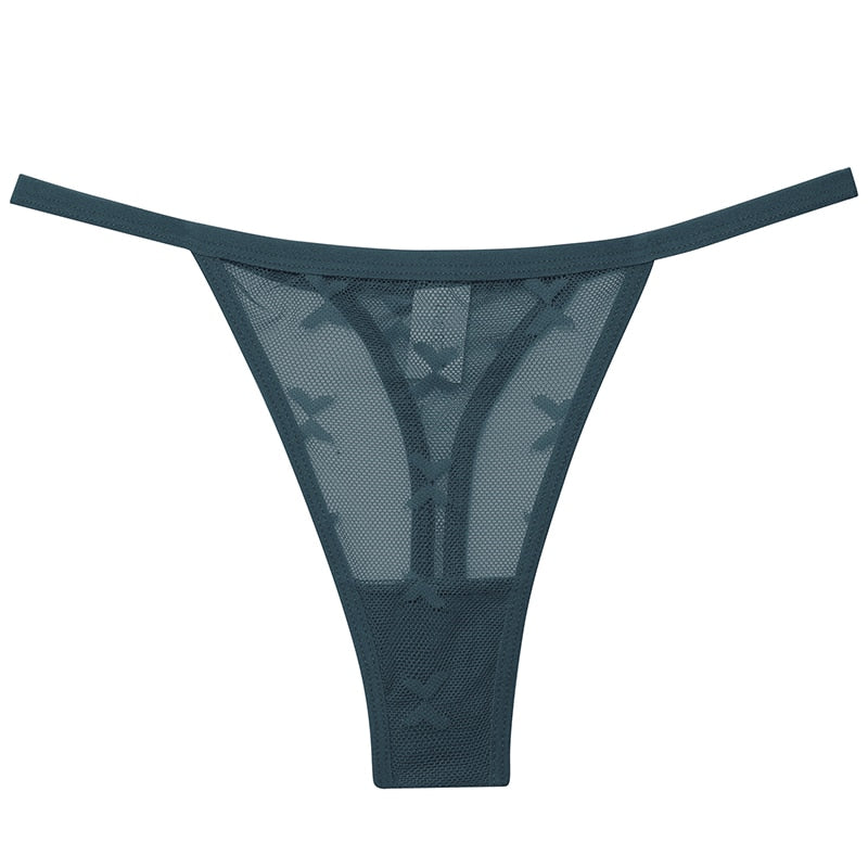 Sheer patterned thong